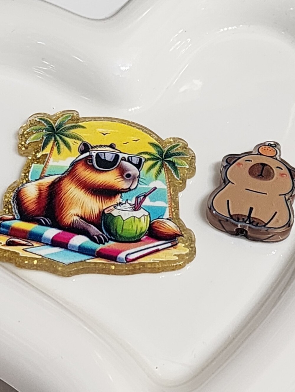 Capybara Beach Flatback Focal Bead Badge Summer Beaded Pen Crafts Keychain Bag